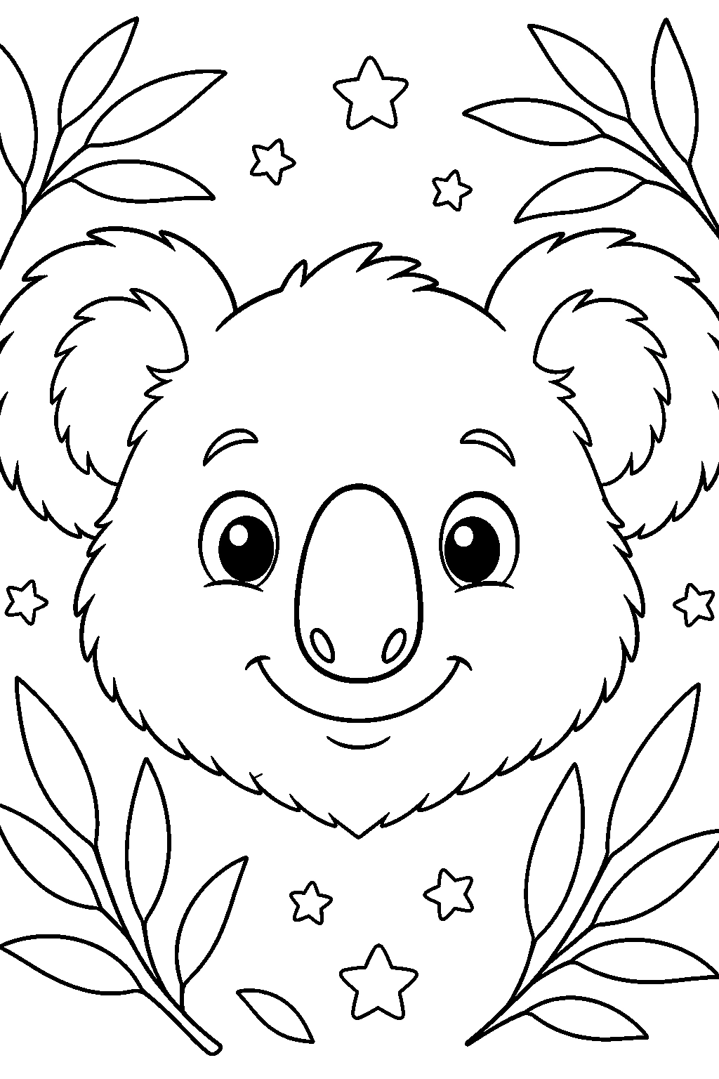 Cara de koala del zoológico para colorear