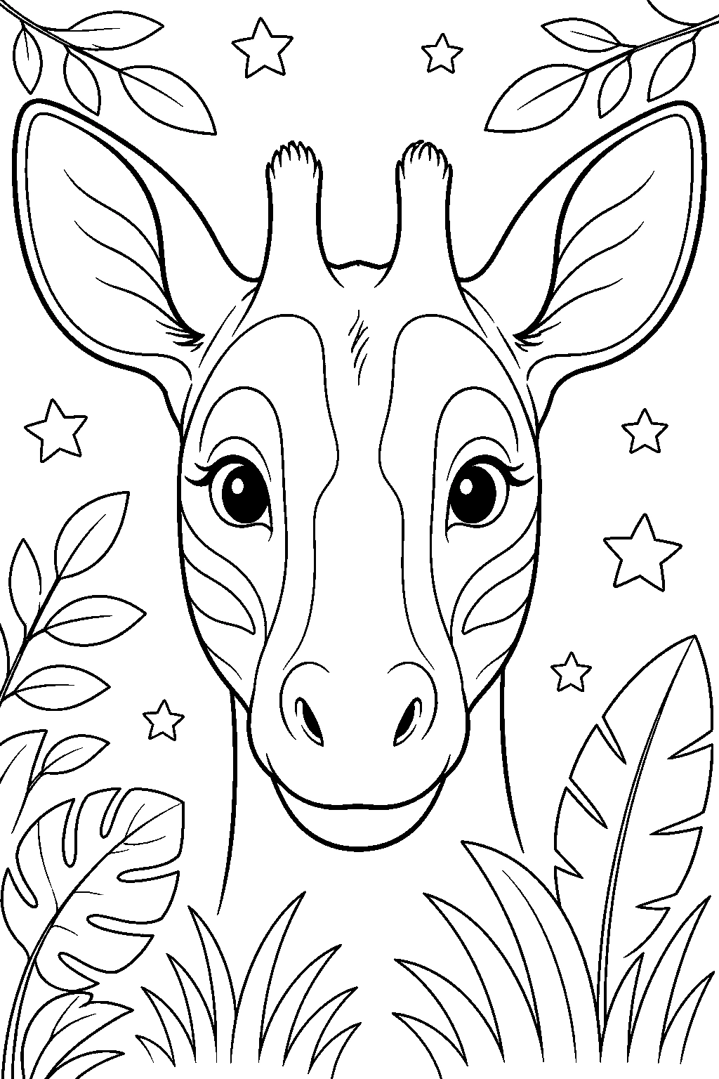 Coloriage visage d'okapi du zoo