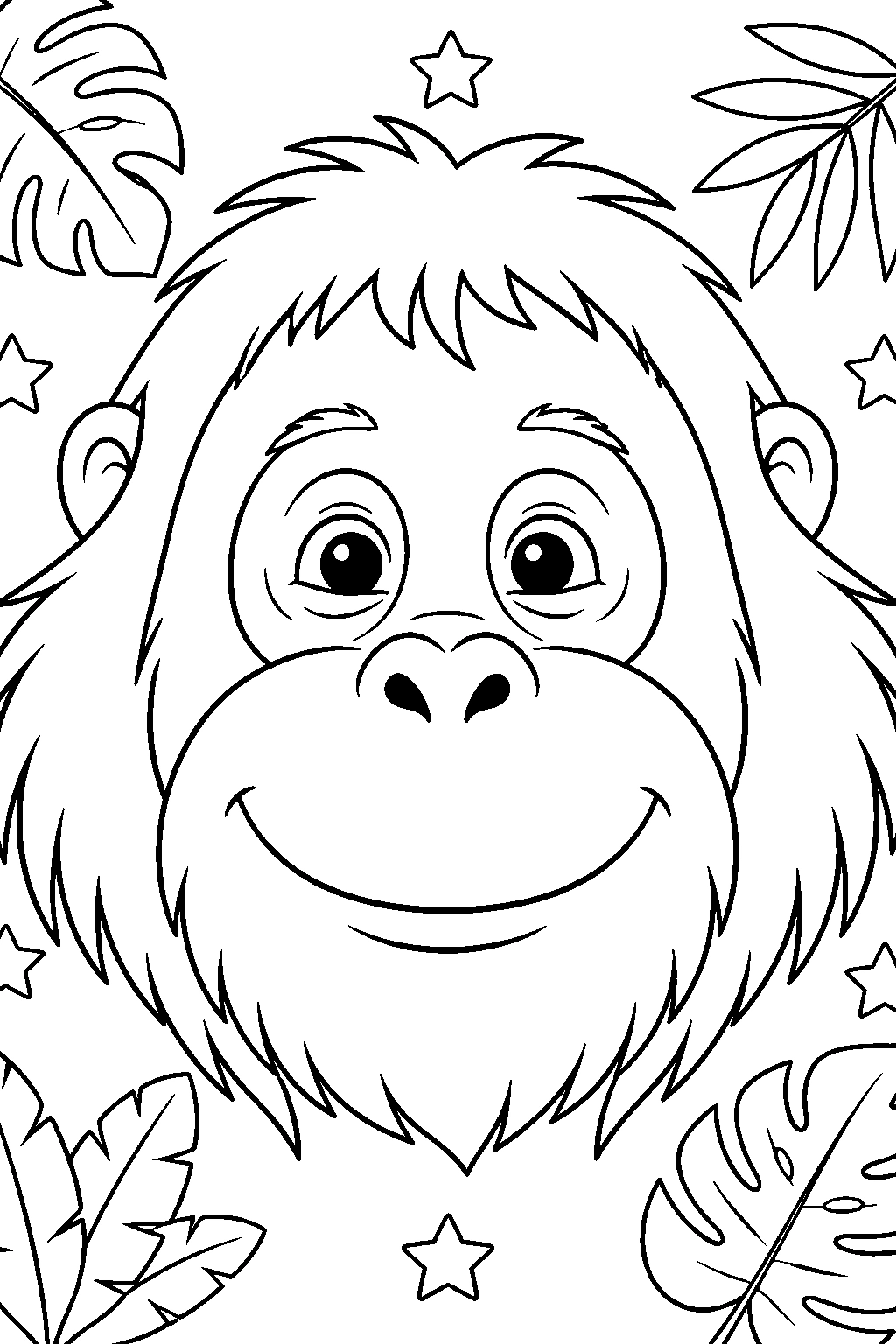 Hayvanat bahçesi orangutan yüzü boyama sayfası