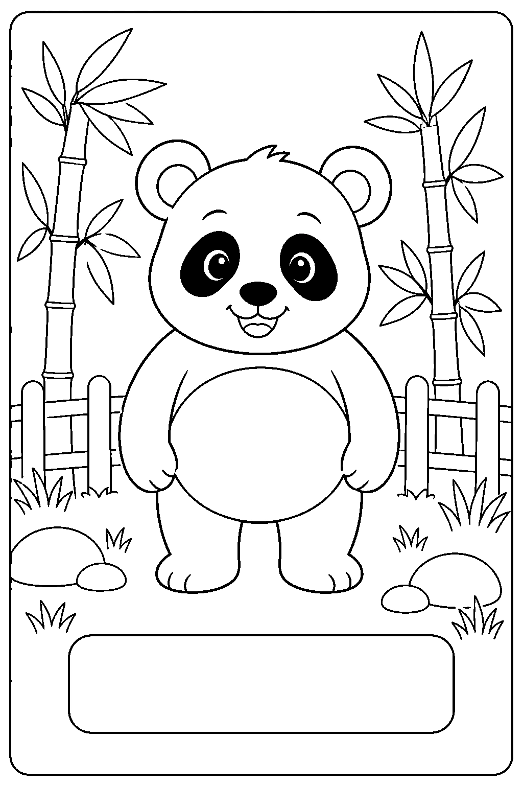 Coloriage panda du zoo avec étiquette de nom