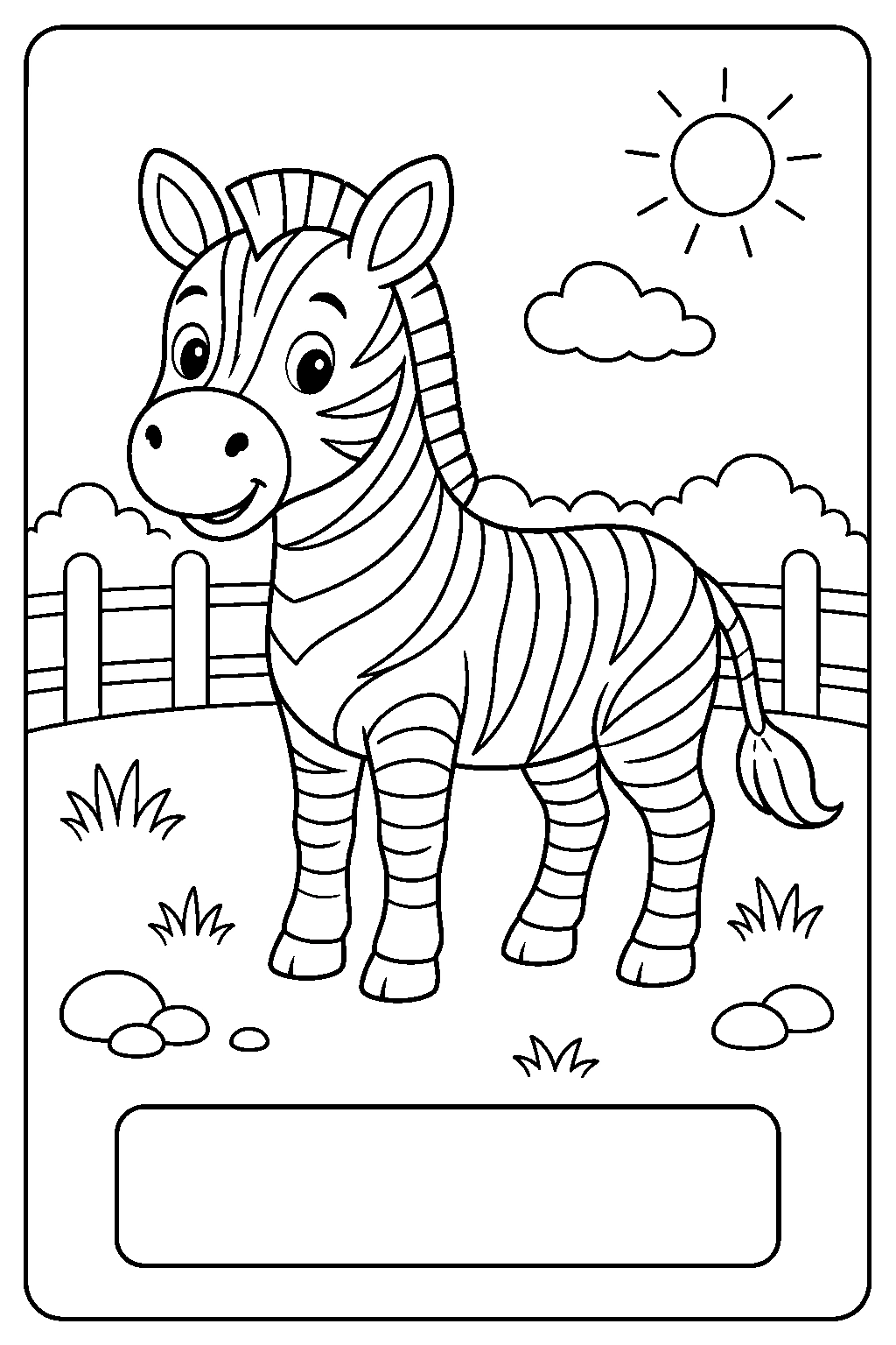 Zoo-Zebra mit Namensfeld Ausmalbild