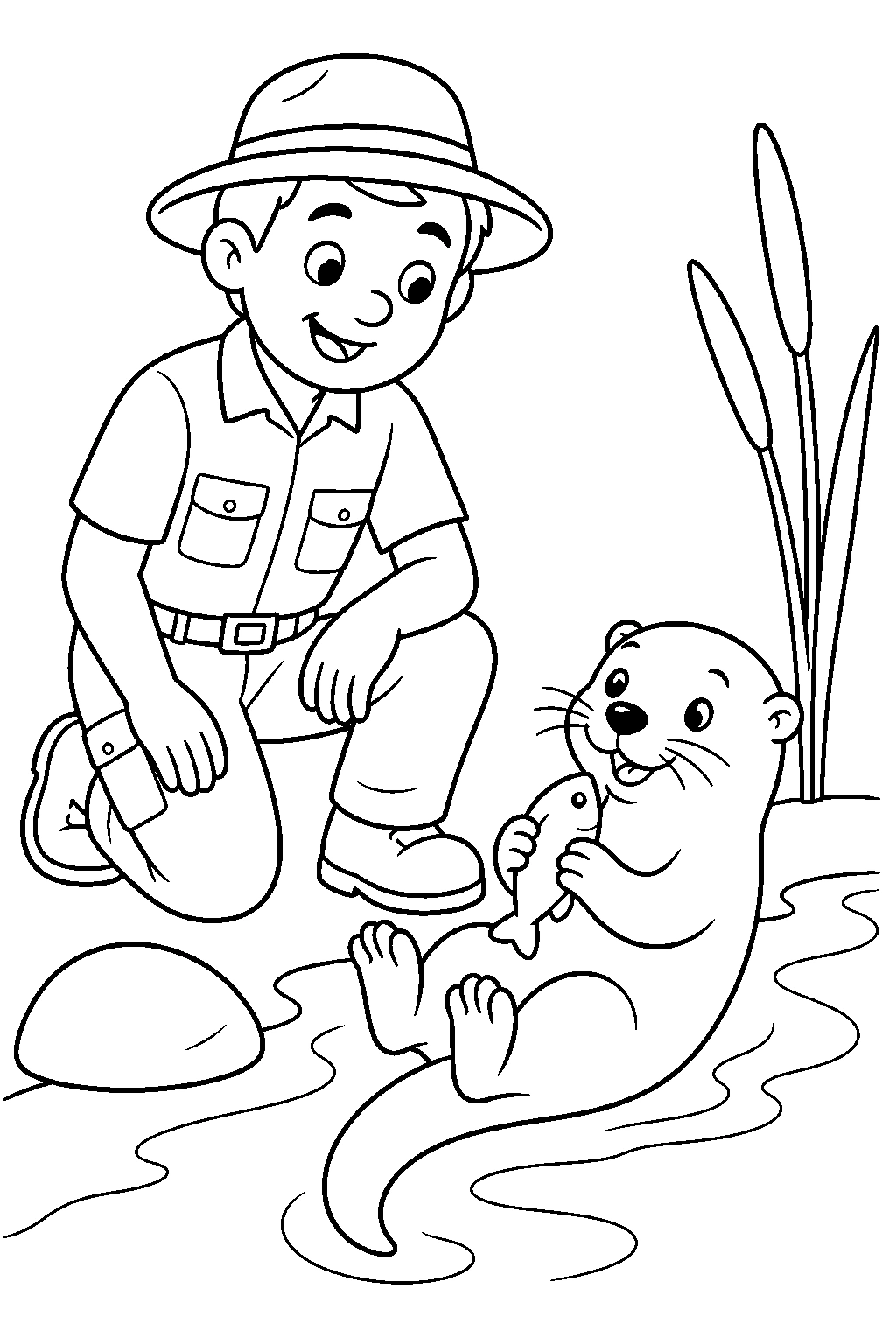Tierpfleger mit Otter Ausmalbild