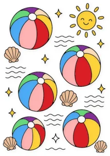 Плажна топка doodle – страница за оцветяване