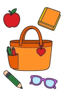 Doodle чанта на учител – картинка за оцветяване