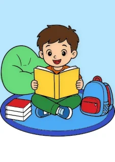Втори клас кът за четене – картинка за оцветяване
