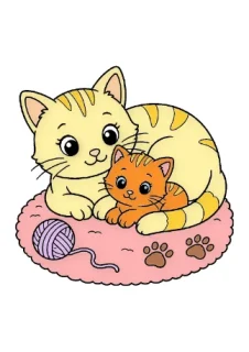 Котка с котенце за оцветяване